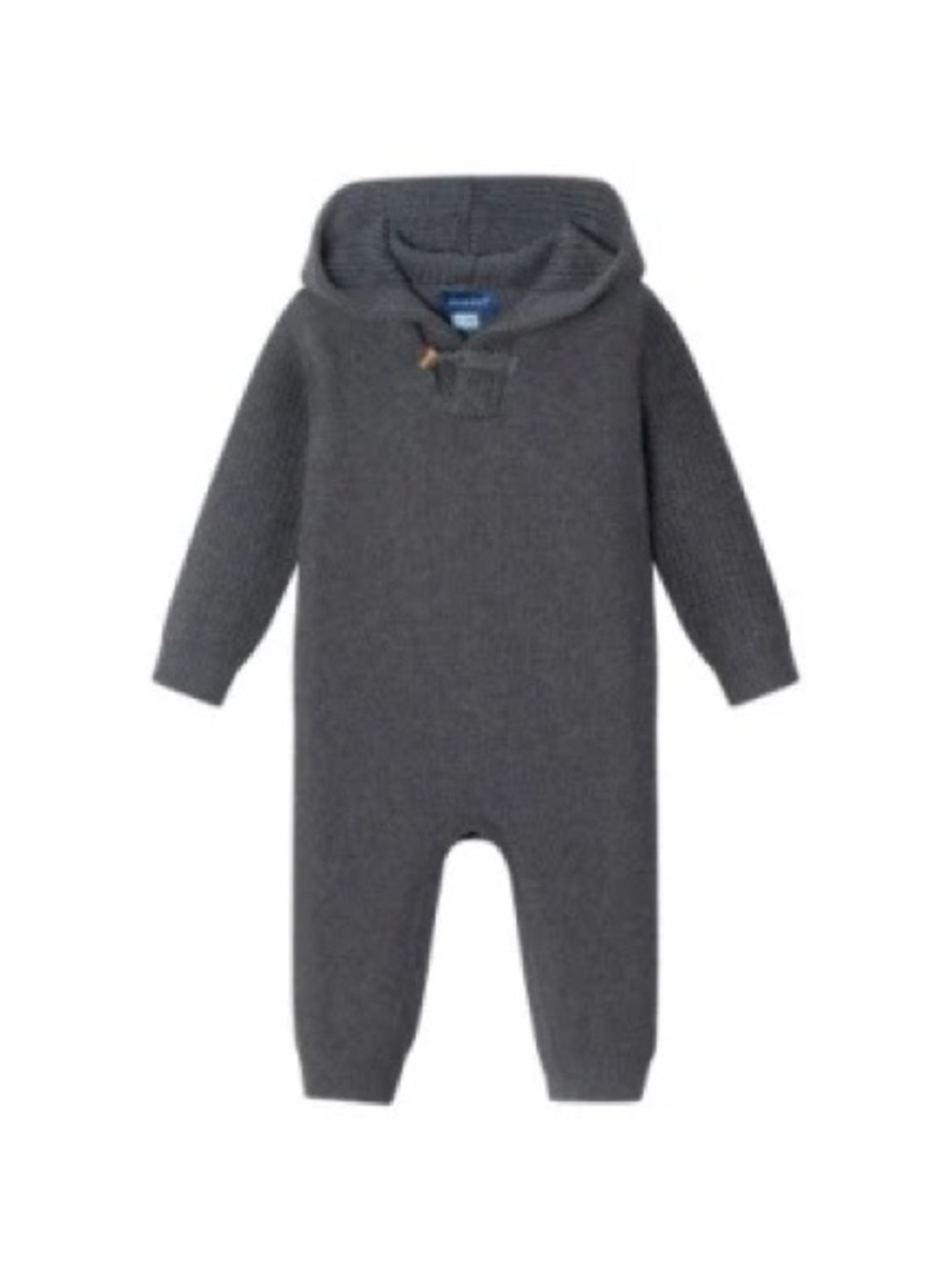 Andy & Evan Charcoal Hooded Knit Romper with Toggle 9-12M